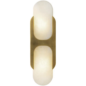 Odin 2 Light 14 inch Vintage Brass ADA Wall Sconce Wall Light in Vintage Brass and Alabaster