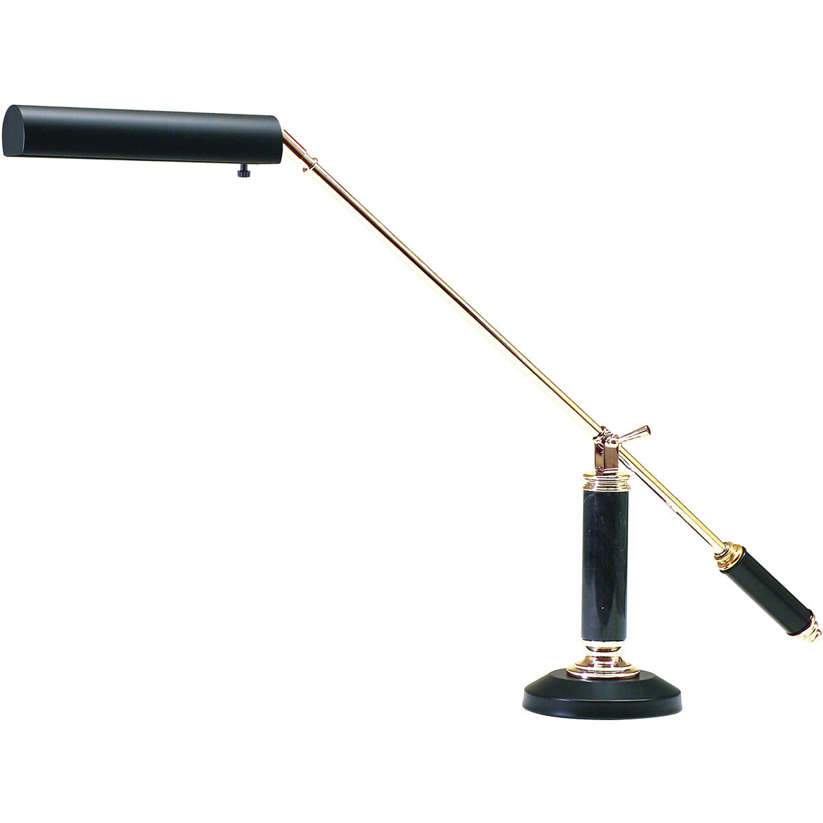 Grand Piano 21 inch 40 watt Black & Brass Piano/Desk Lamp Portable Light in Black and Brass, Round