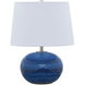 Scatchard 17 inch 100 watt Blue Gloss Table Lamp Portable Light