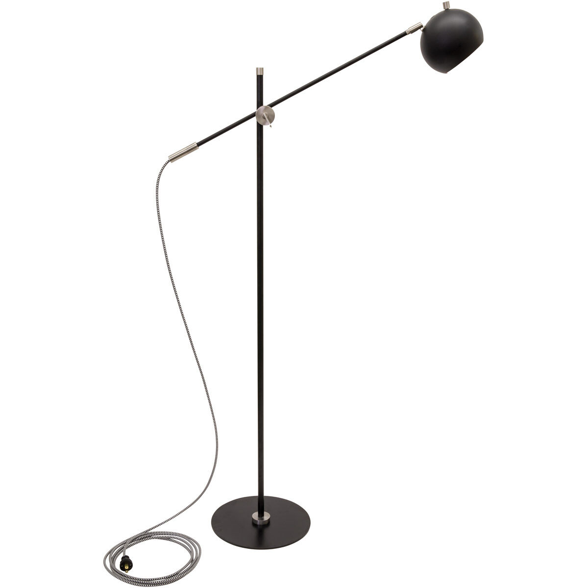 Orwell 59 inch 11 watt Black with Satin Nickel Accents Floor Lamp Portable Light