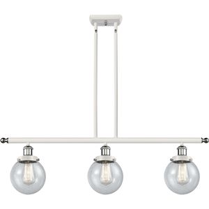 Ballston Beacon 3 Light 36 inch White and Polished Chrome Island Light Ceiling Light in Seedy Glass
