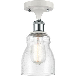 Ballston Ellery 1 Light 5 inch White and Polished Chrome Semi-Flush Mount Ceiling Light in Seedy Glass, Ballston