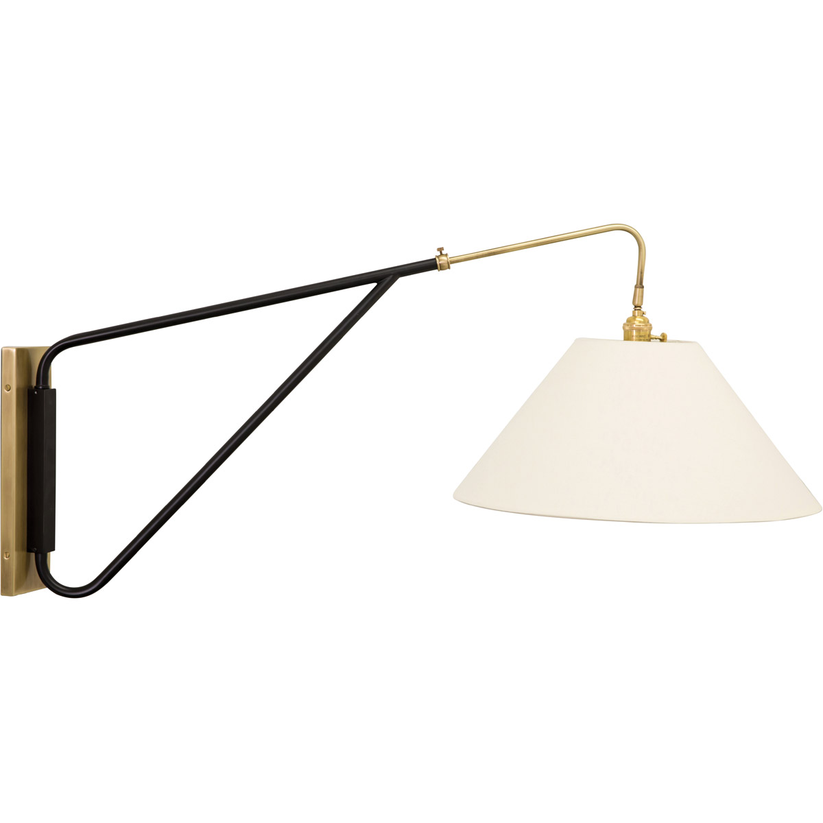 Wall Swing Arm 1 Light 18 inch Antique Brass with Black Accents Wall Lamp Wall Light