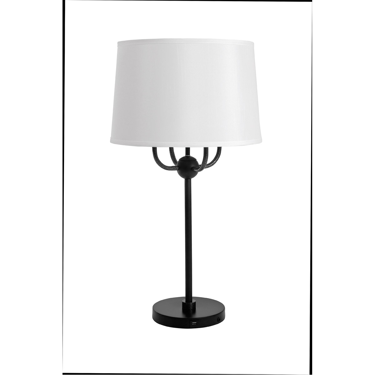 Alpine 29.75 inch 100 watt Black and Supreme Silver Table Lamp Portable Light, with USB Port