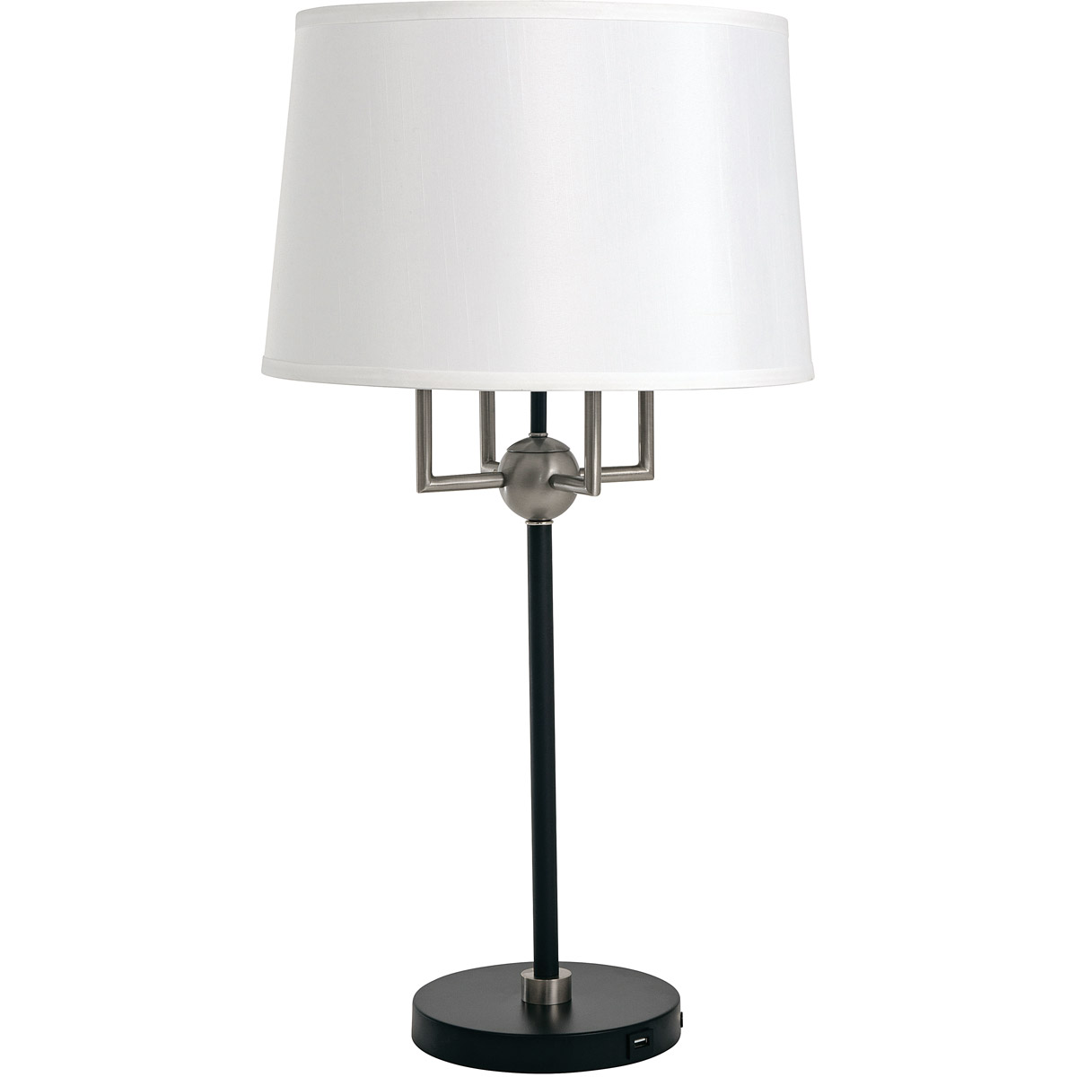 Alpine 29.75 inch 100 watt Black and Satin Nickel Table Lamp Portable Light, with USB Port