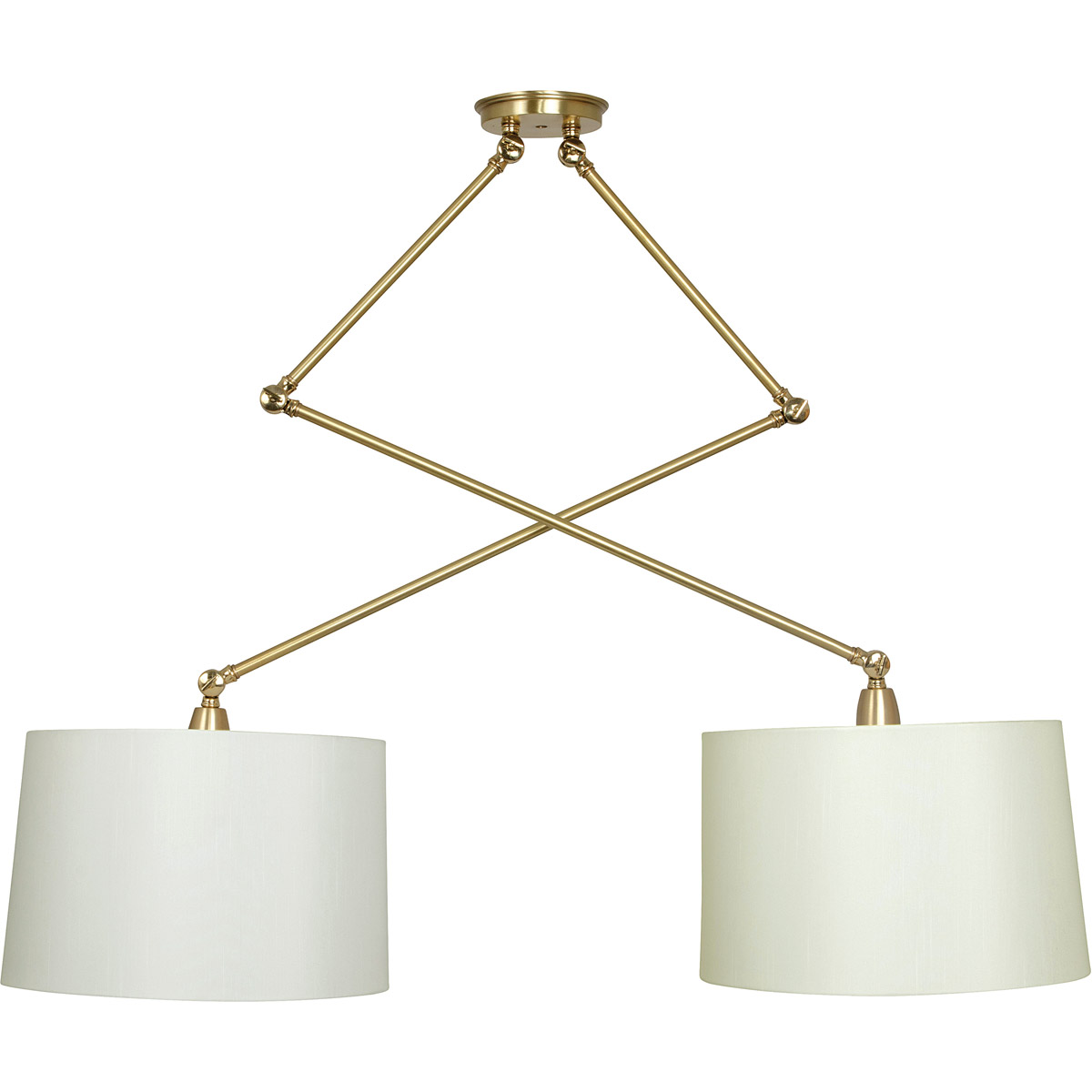 Uptown 2 Light Satin Brass and Polished Brass Double Adjustable Pendant Ceiling Light