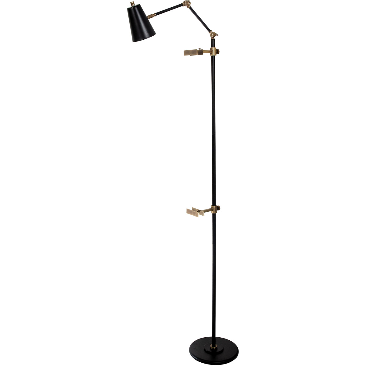 River North 69 inch 6.20 watt Black and Antique Brass Easel Floor Lamp Portable Light